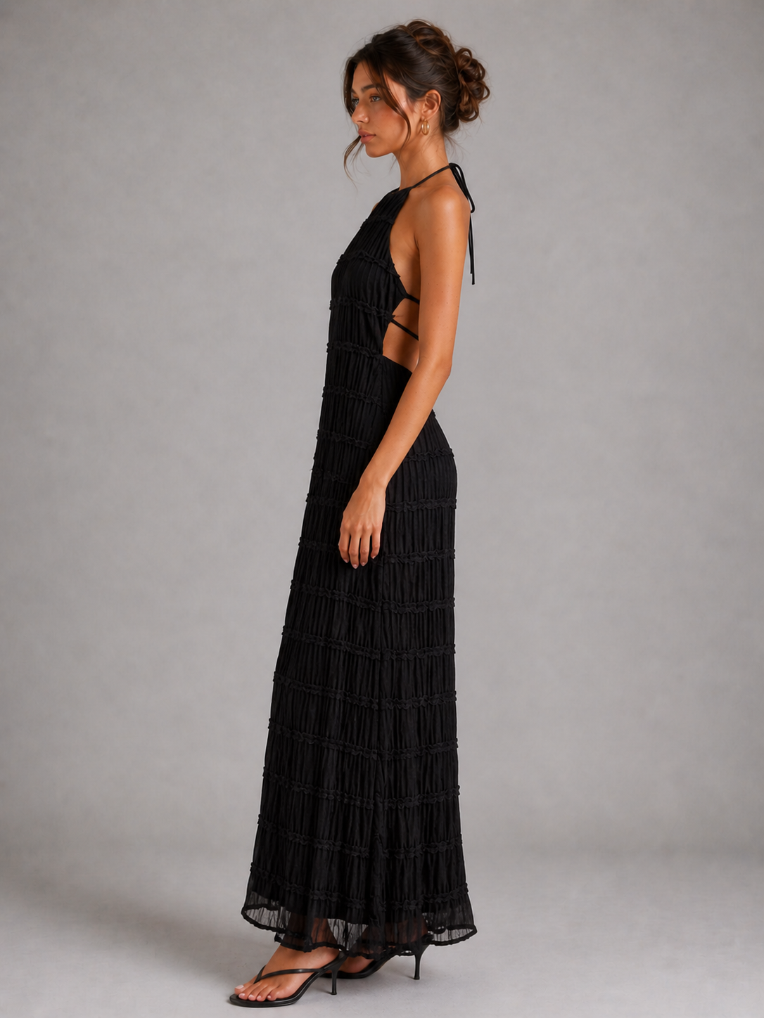 CÉLESTE – ROBE LONGUE TEXTURÉE DOS NU