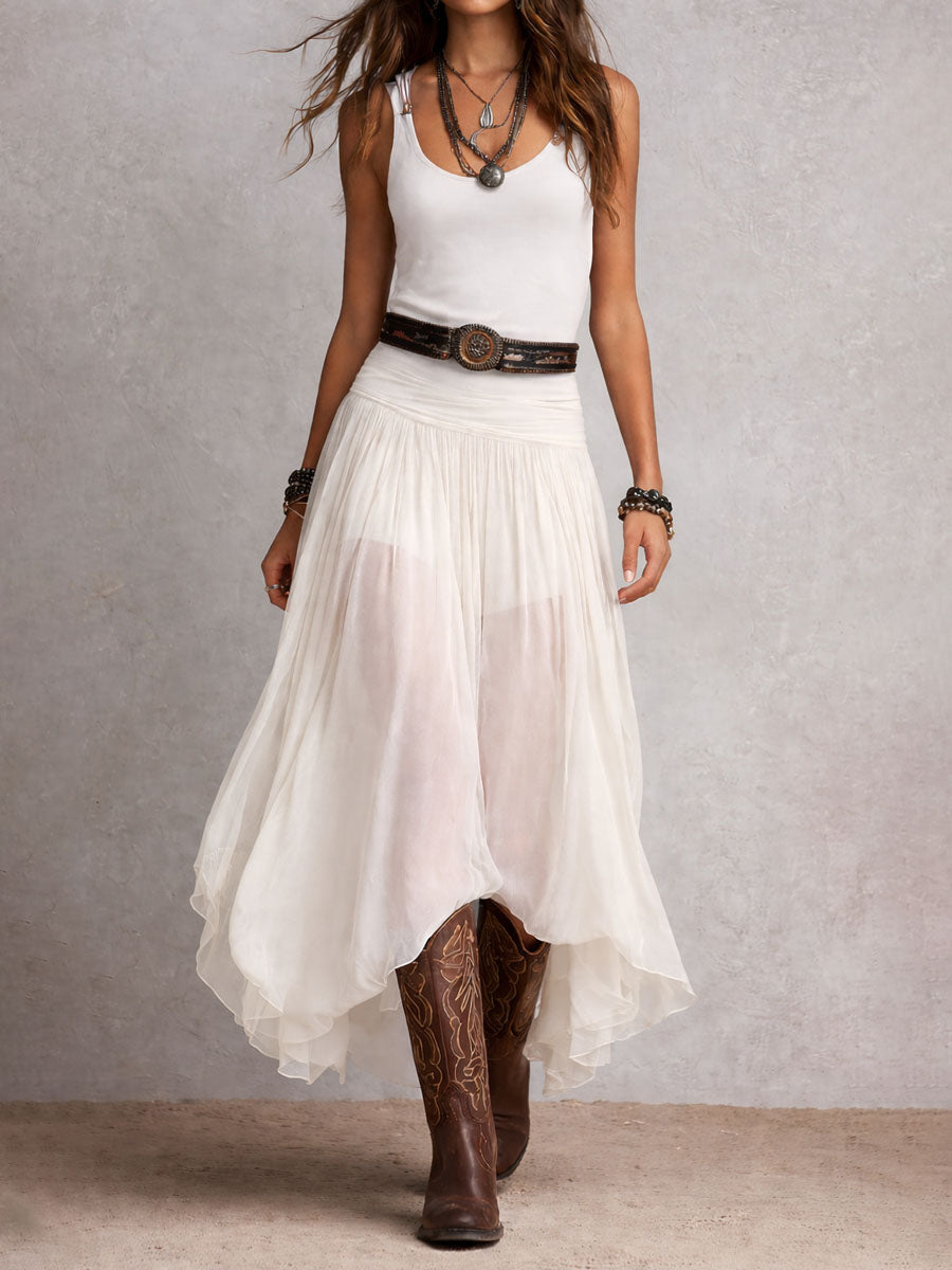 Chloé | Robe élégante fluide avec jupe asymétrique et style bohème chic