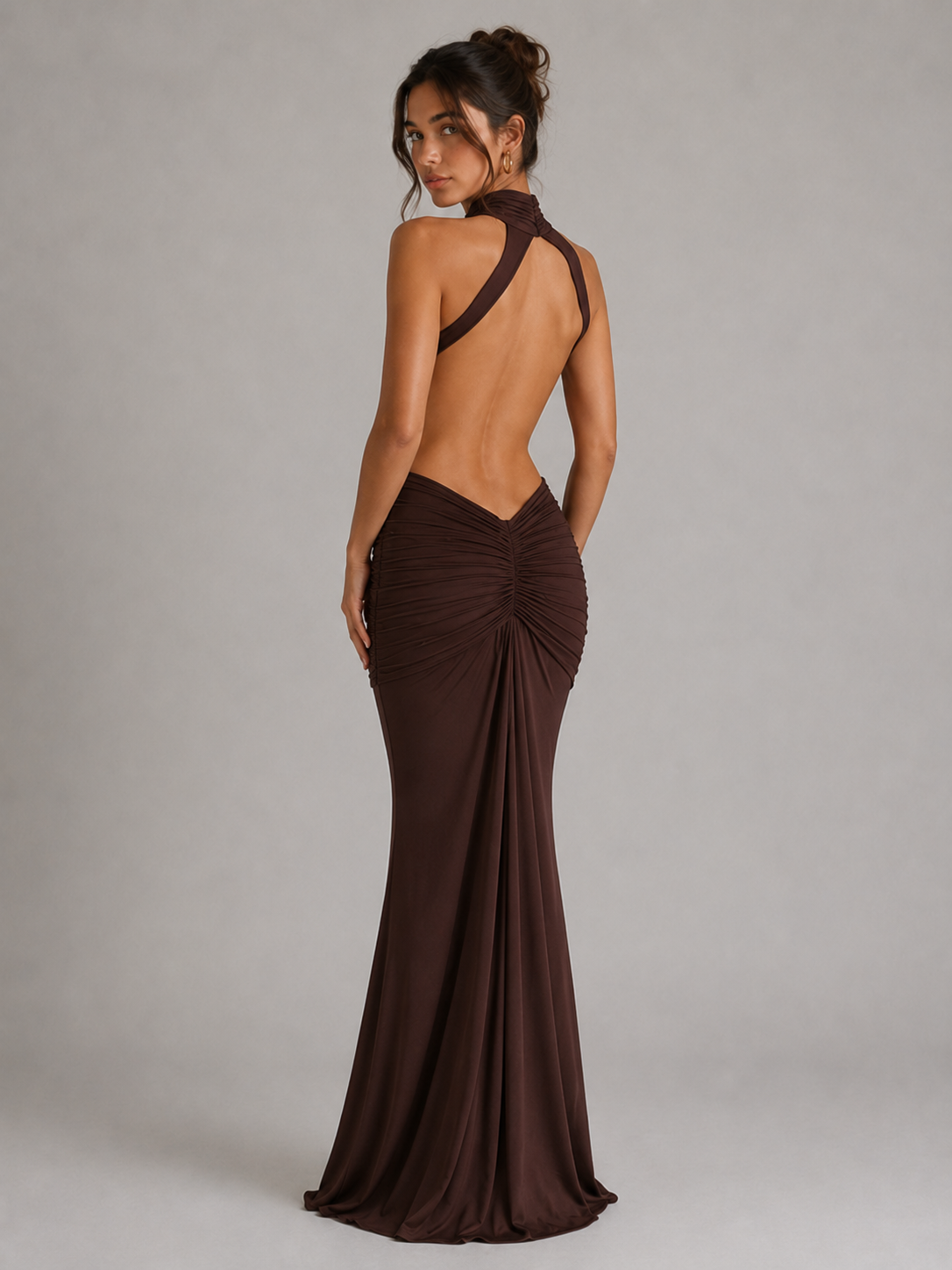 MAËLLE - ROBE LONGUE RUCHÉE DOS NU