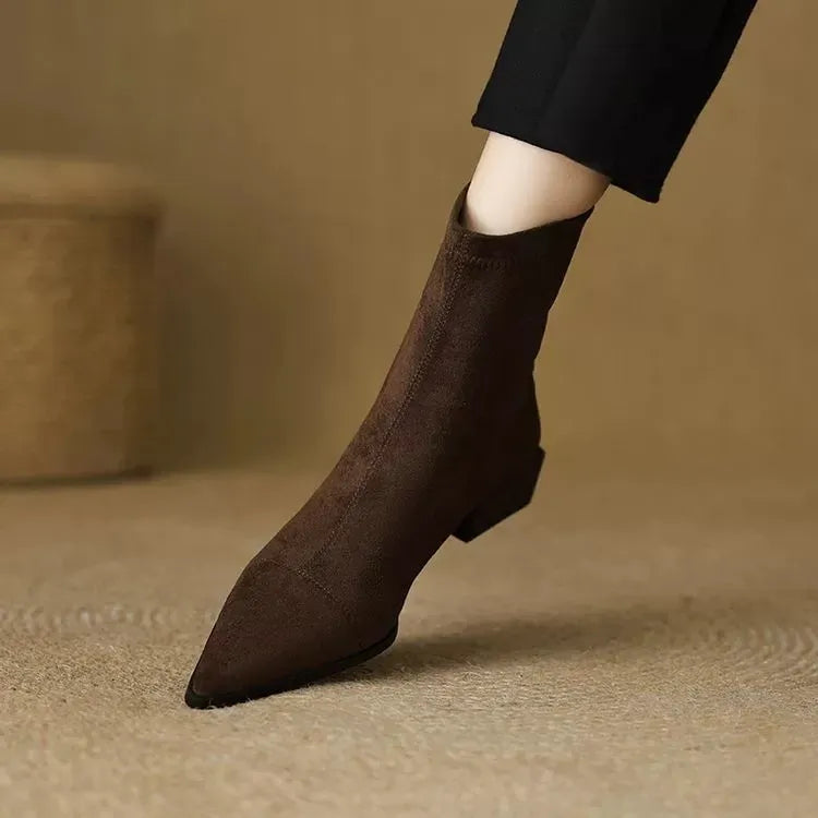 Camille | Bottines élégantes en daim à bout pointu