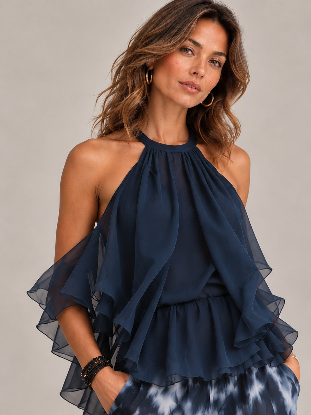Élise | Ensemble élégant aérien avec top fluide et pantalon ample