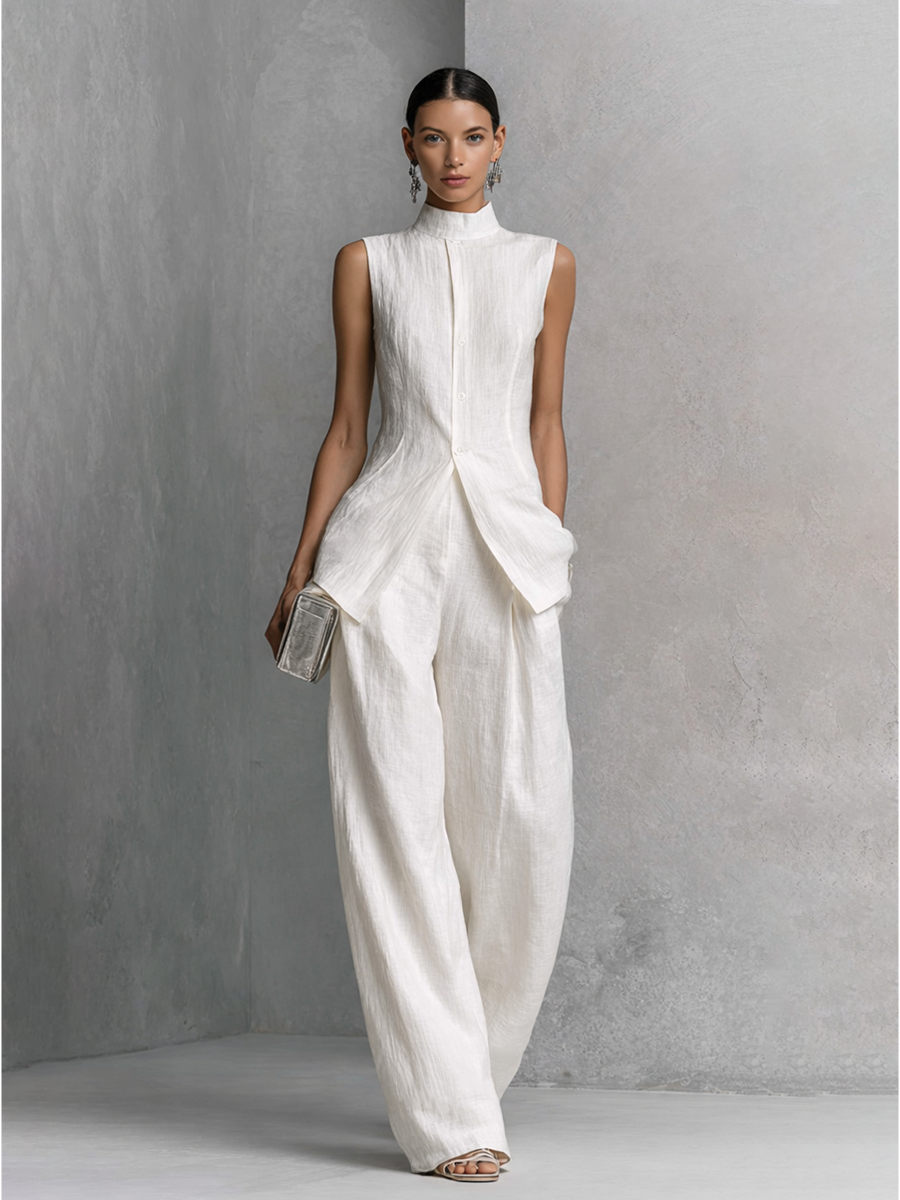 Camille | Ensemble minimaliste deux pièces blanc