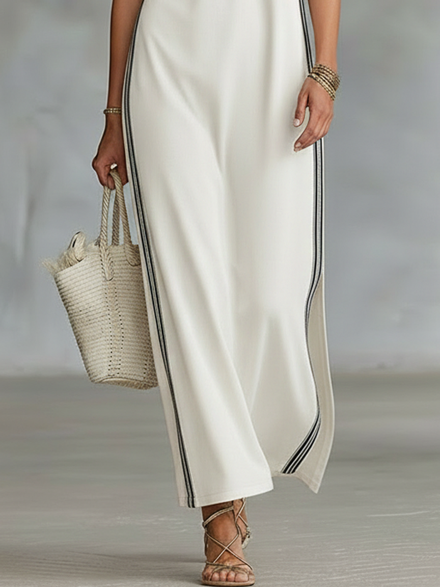 Claire | Robe longue élégante avec coupe fluide et col moderne