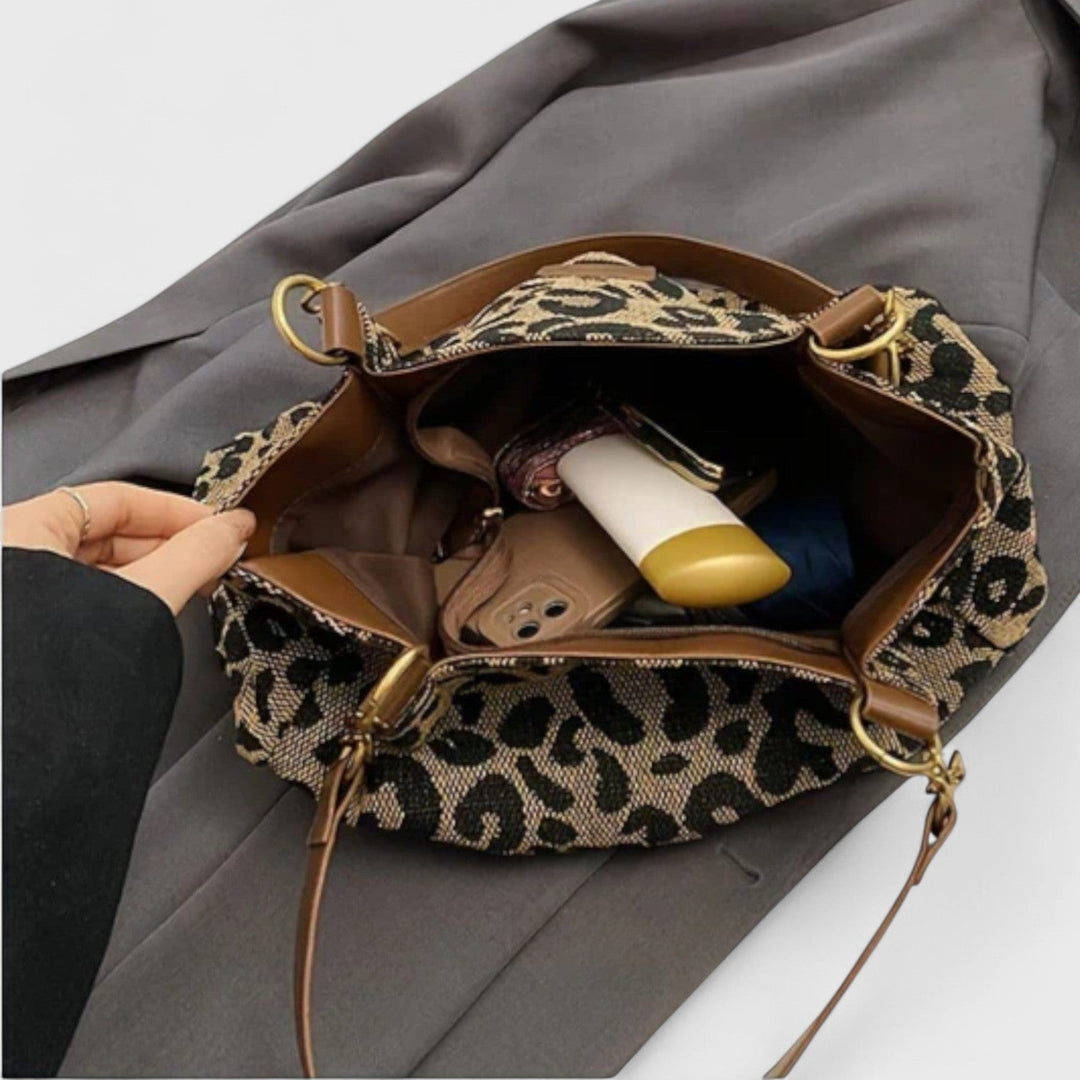 Alizée | Sac shopping en toile motif léopard