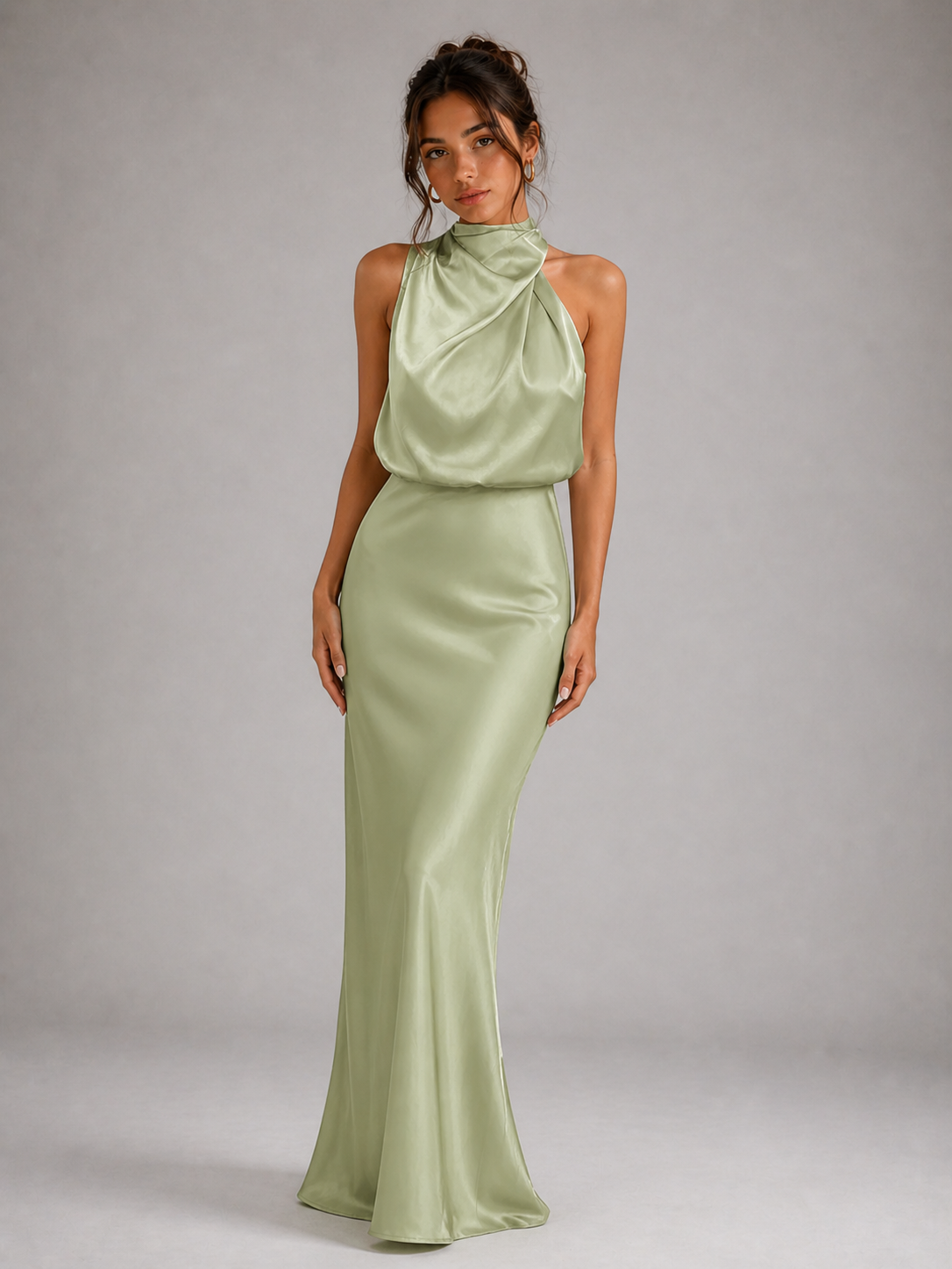 ÉPURE - ROBE LONGUE SATINÉE AU DRAPÉ LUXUEUX
