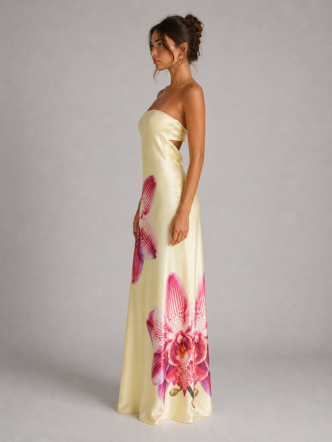 CELESTE - ROBE LONGUE ÉLÉGANTE À IMPRIMÉ ORCHIDÉE