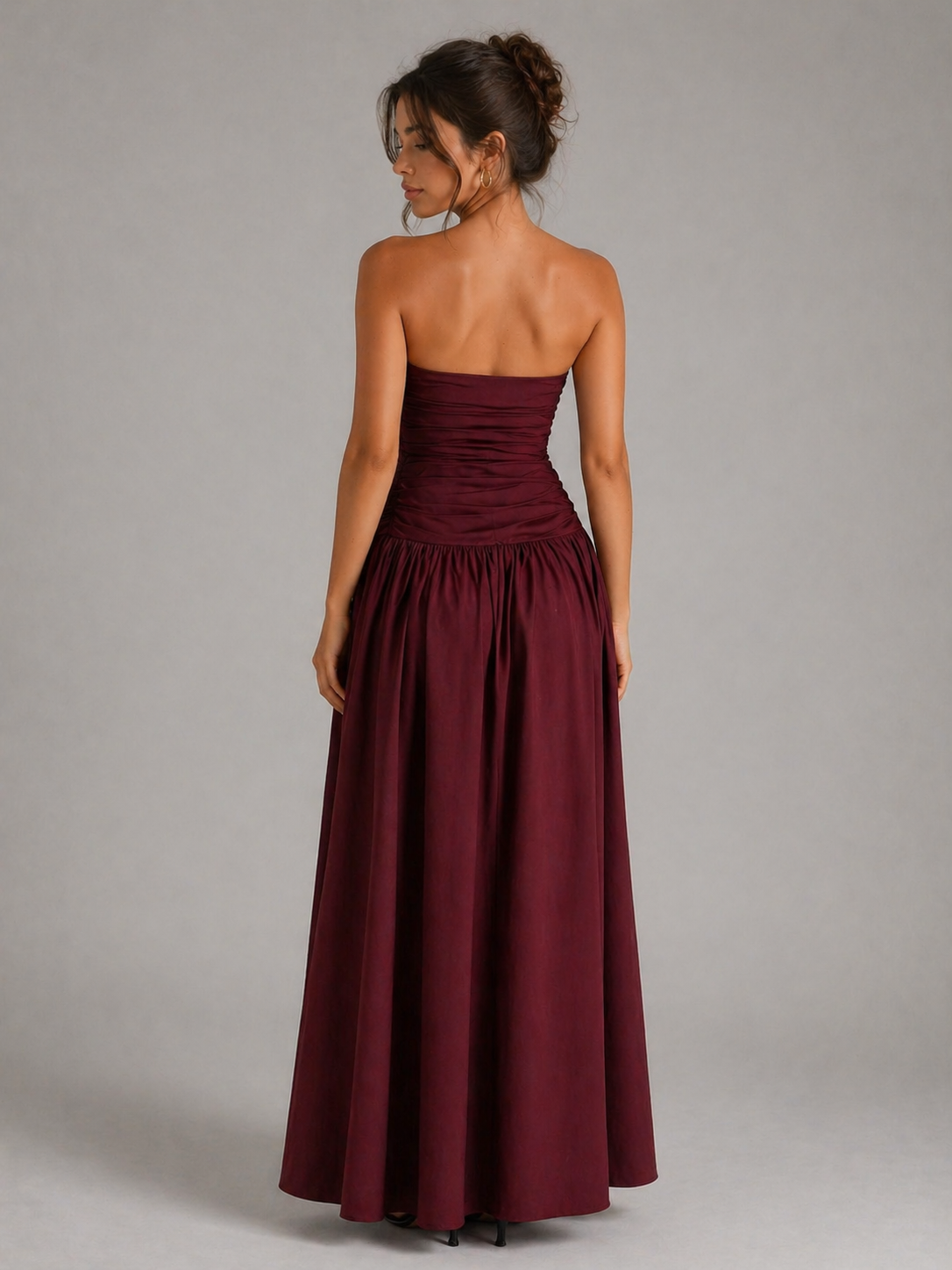 VELUNE – ROBE LONGUE BUSTIER À FRONCES DÉLICATES