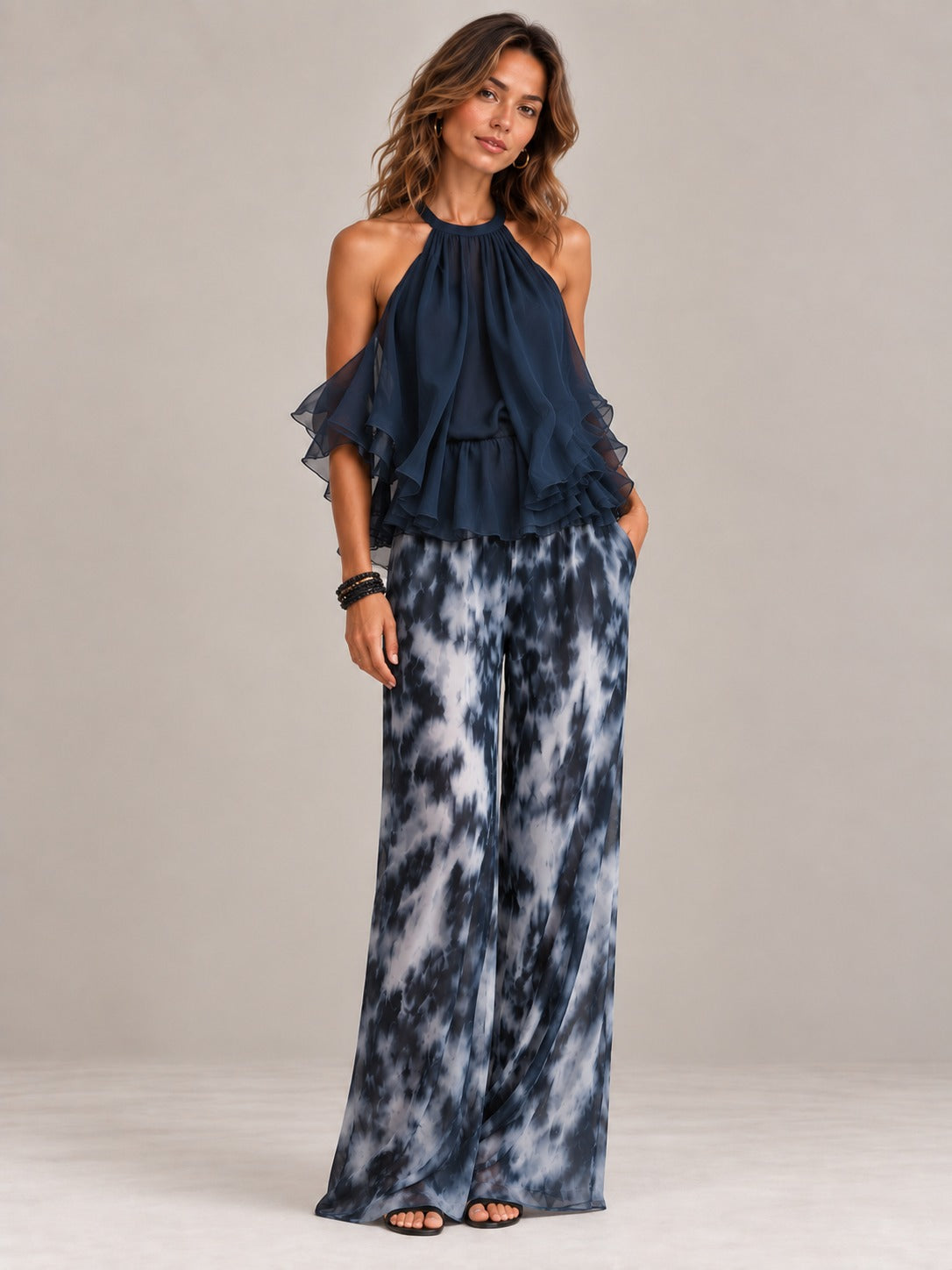 Élise | Ensemble élégant aérien avec top fluide et pantalon ample