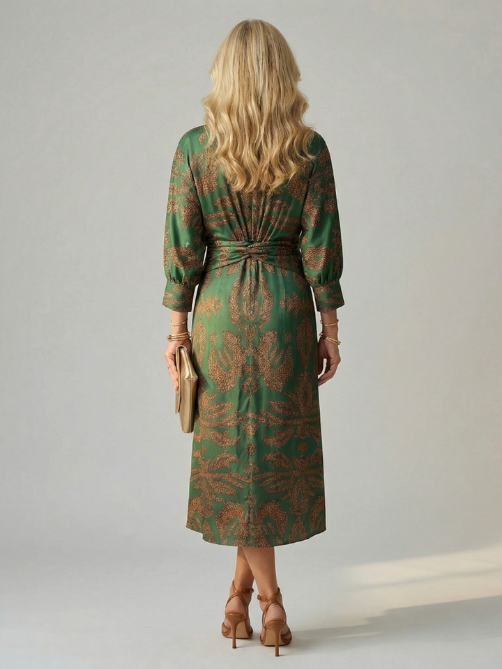 Camille | Robe midi élégante imprimée avec taille croisée et style raffiné