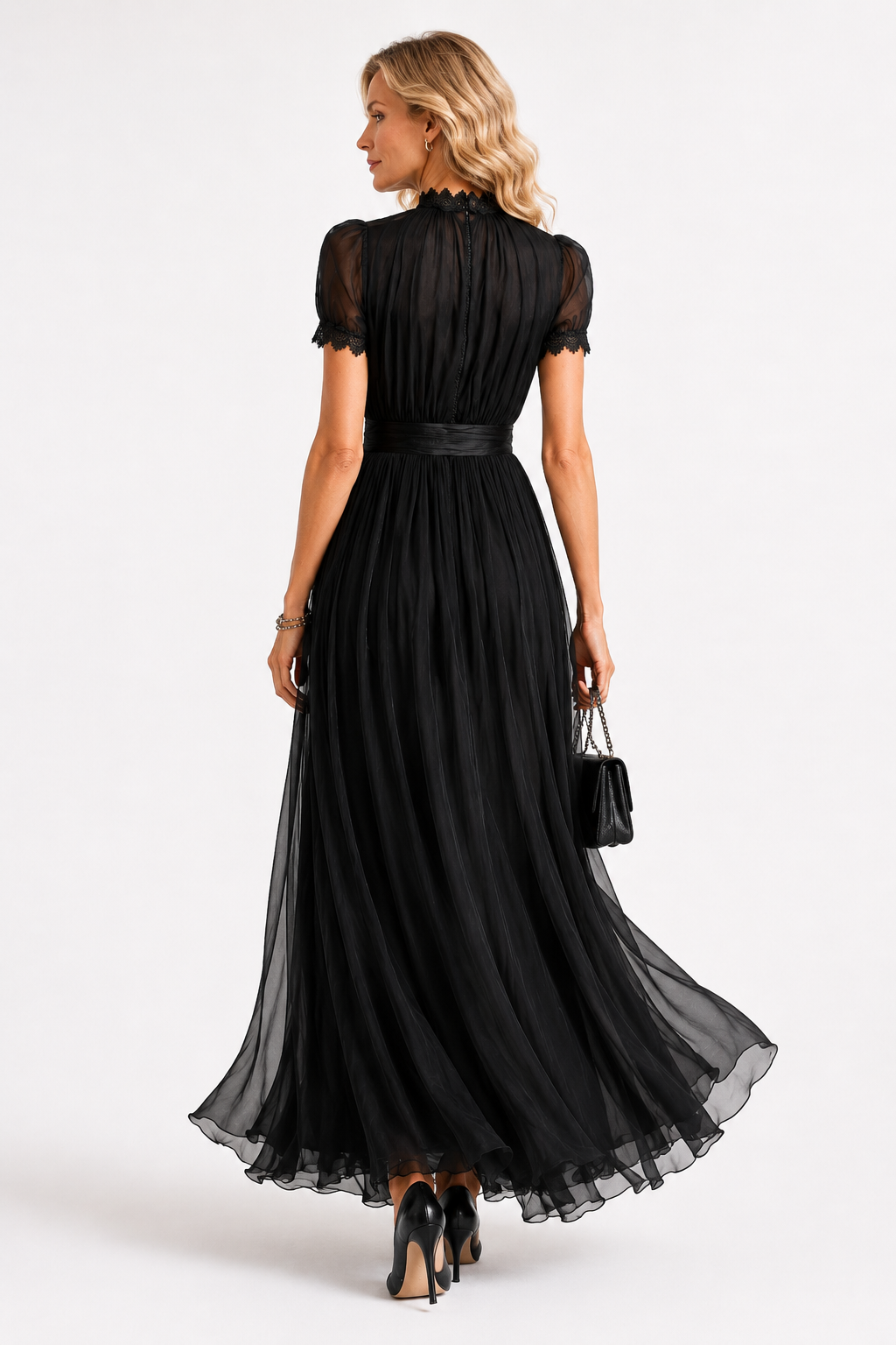 Mireille™ | Robe Élégante en Mousseline avec Dentelle