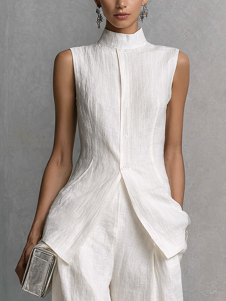 Camille | Ensemble minimaliste deux pièces blanc