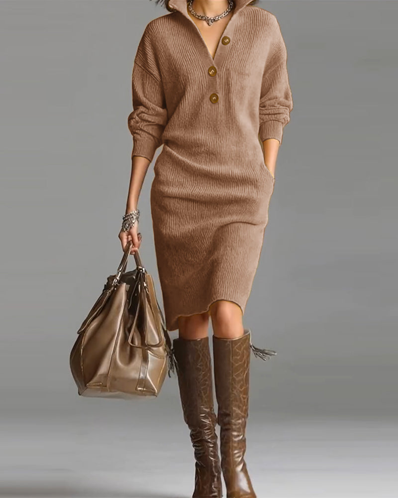 Robe pull décontractée de couleur unie pour l'automne et l'hiver