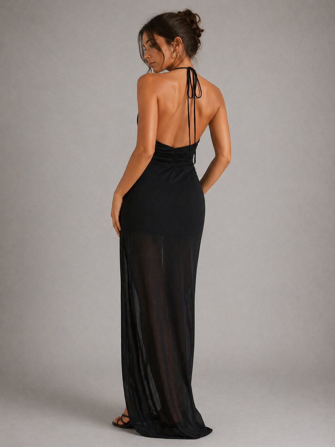 ELYSÉ – ROBE LONGUE DOS NU À FENTE GLAMOUR