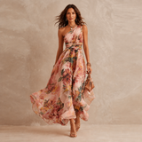 Camille™ | Robe longue asymétrique à imprimé floral