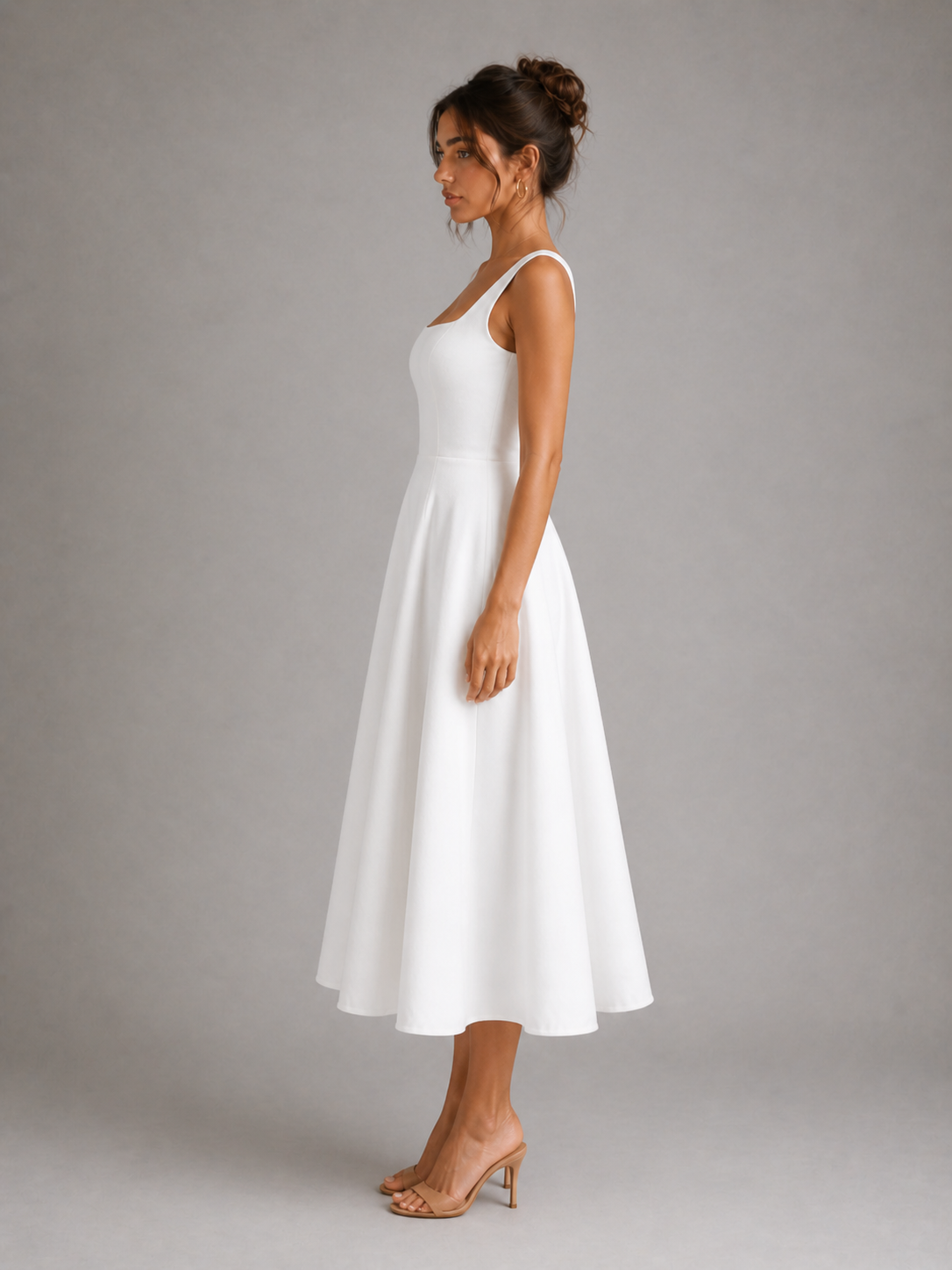 ELISE – ÉTERNELLE ROBE MIDI ÉLÉGANTE À ENCOLURE CARRÉE