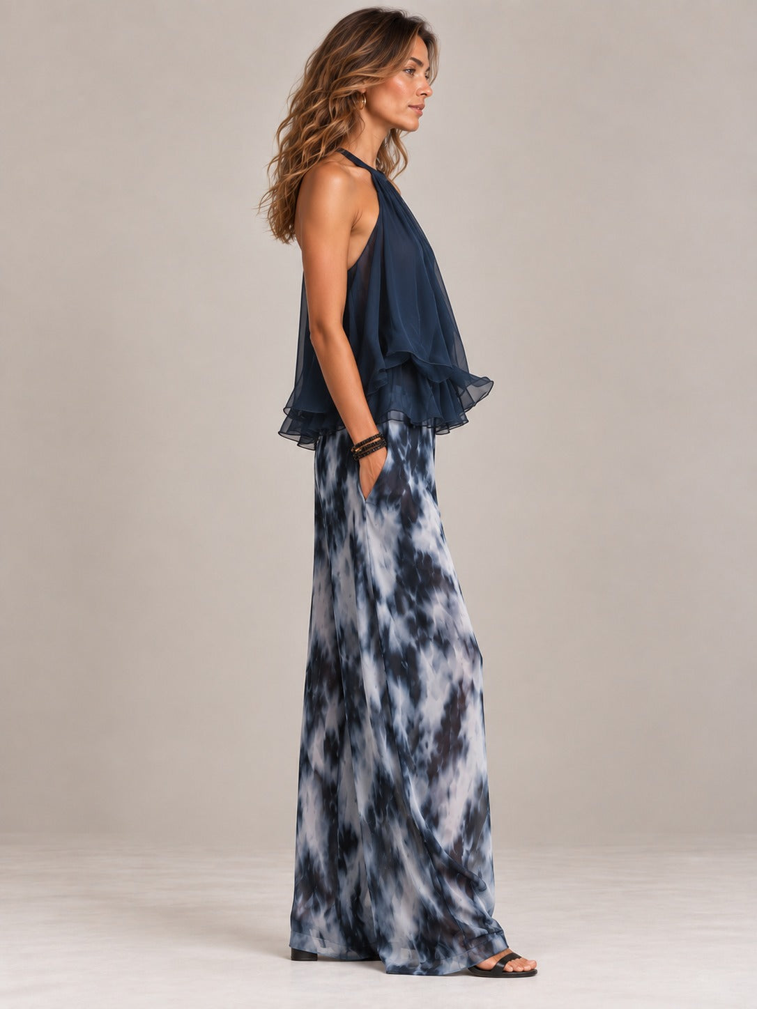 Élise | Ensemble élégant aérien avec top fluide et pantalon ample