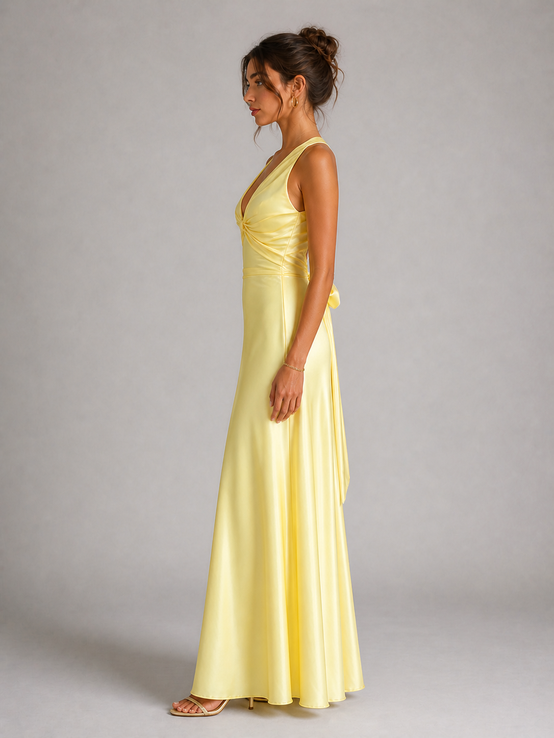LUNÉA – ROBE LONGUE SATINÉE DOS NU