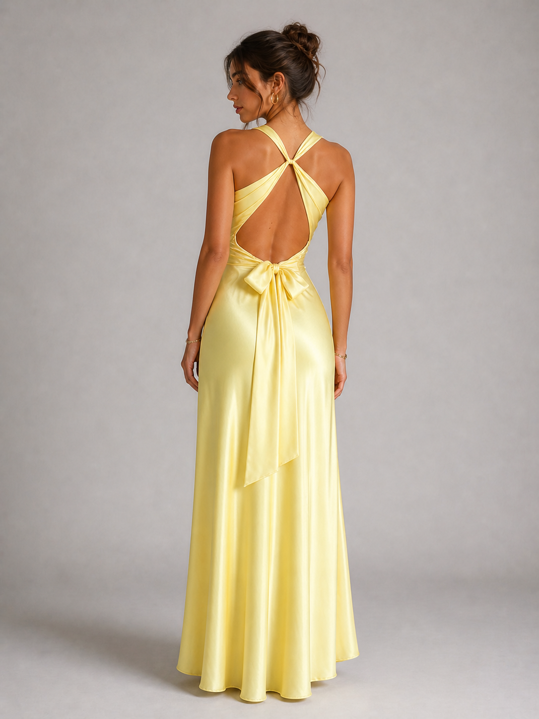 LUNÉA – ROBE LONGUE SATINÉE DOS NU