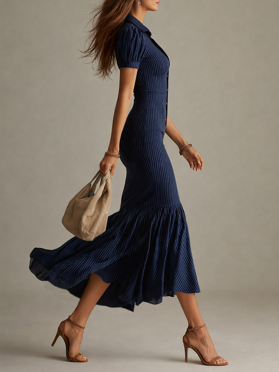 Élégance Structurée | Robe Longue Boutonnée