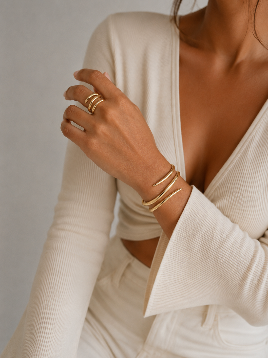 ÉLISÉE - ENSEMBLE BRACELET ET BAGUE SPIRALE