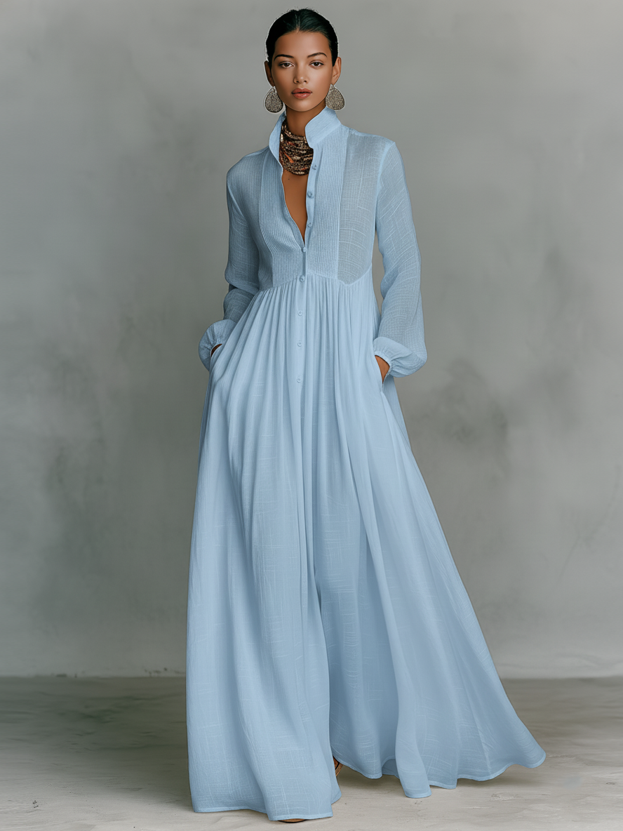 Amélie™ | Robe longue fluide en mélange de lin