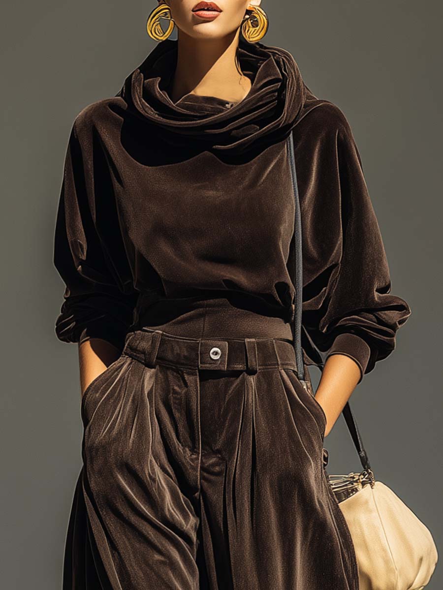 Costume élégant en velours à coupe fluide