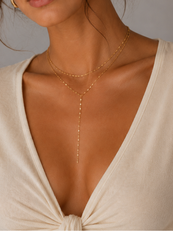 MOONÉA – CHAÎNE Y DORÉE DOUBLE RANG COLLIER