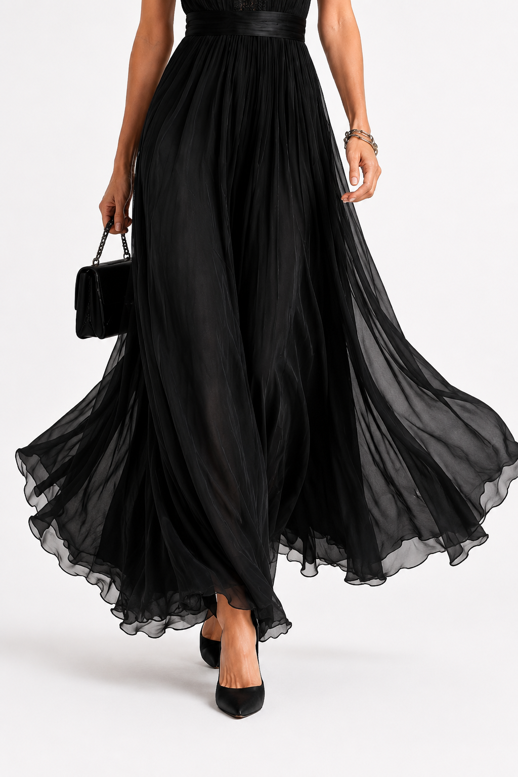 Mireille™ | Robe Élégante en Mousseline avec Dentelle