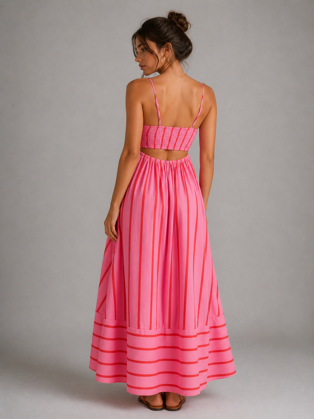 LUMI - ROBE LONGUE ROMANTIQUE À RAYURES