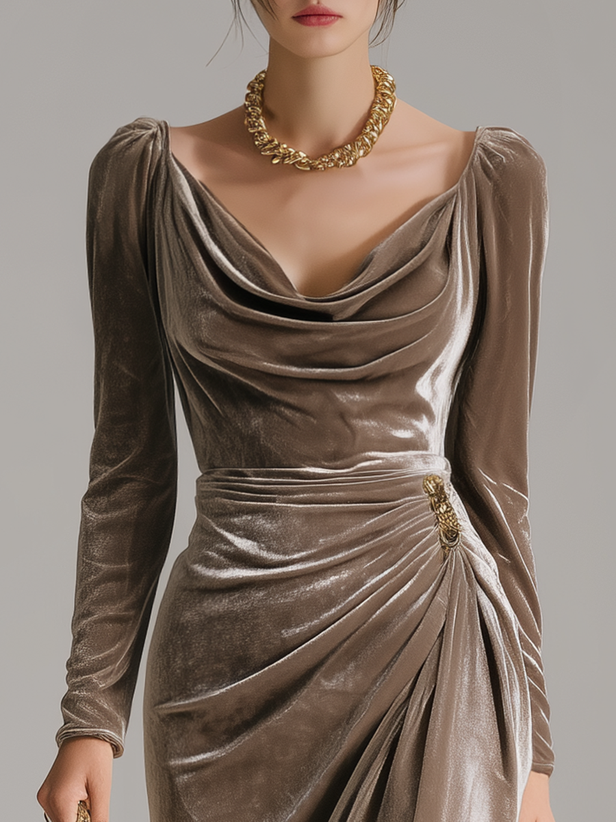Elysara – Robe midi drapée élégante