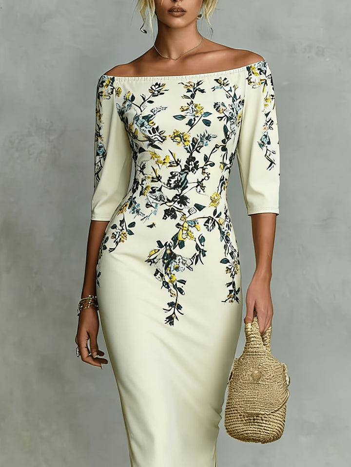 Élégance Florale | Robe Midi Ajustée