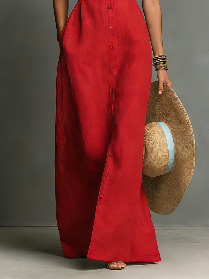 Élise | Robe longue élégante sans manches avec coupe fluide