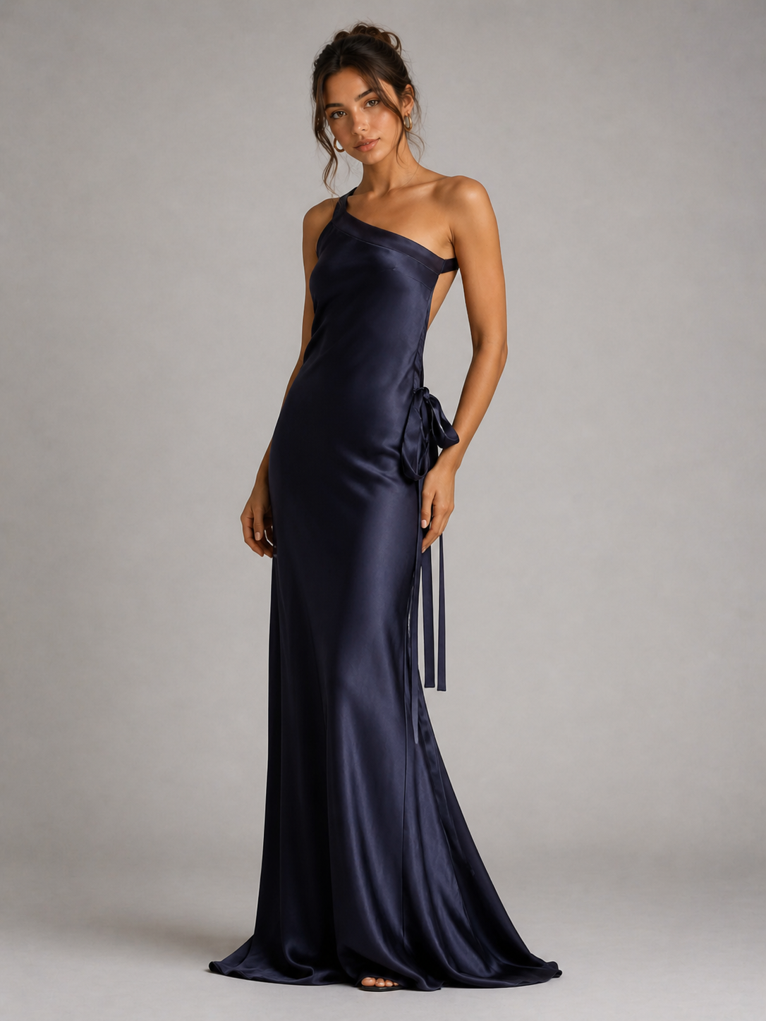 MURIEL - ROBE LONGUE SATINÉE DOS NU EFFET COUTURE