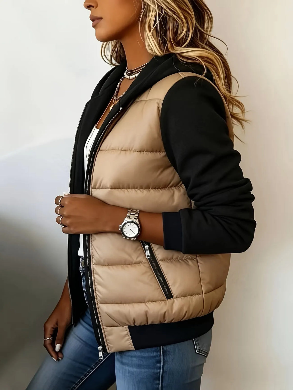 Elena veste matelassée bicolore à capuche