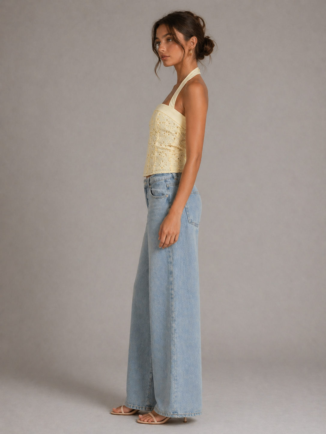 ROSELLE – TOP BUSTIER BRODÉ À BRETELLES HALTER
