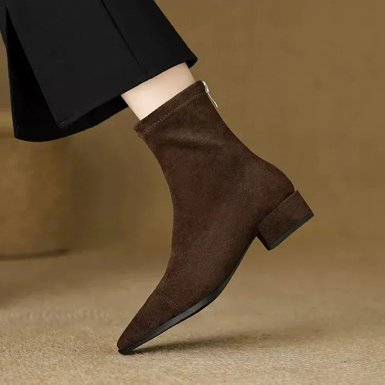 Camille | Bottines élégantes en daim à bout pointu