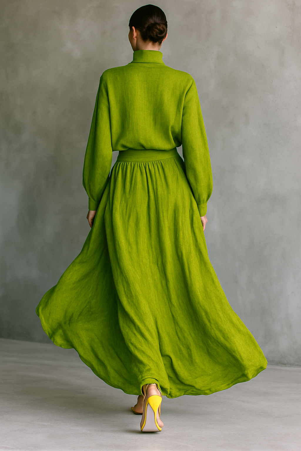 Ensemble deux pièces en lin luxueux à taille haute et coupe fluide