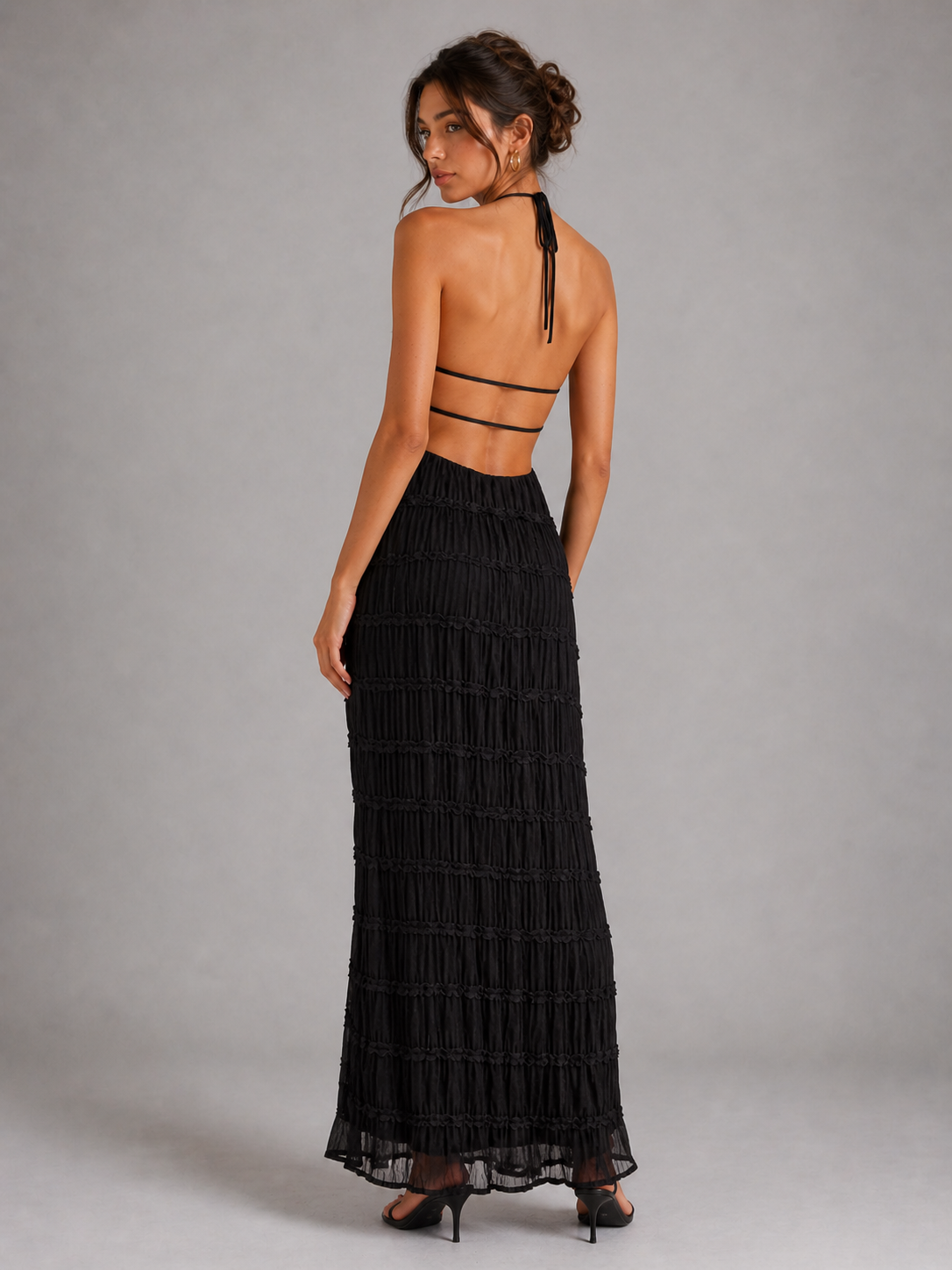 CÉLESTE – ROBE LONGUE TEXTURÉE DOS NU