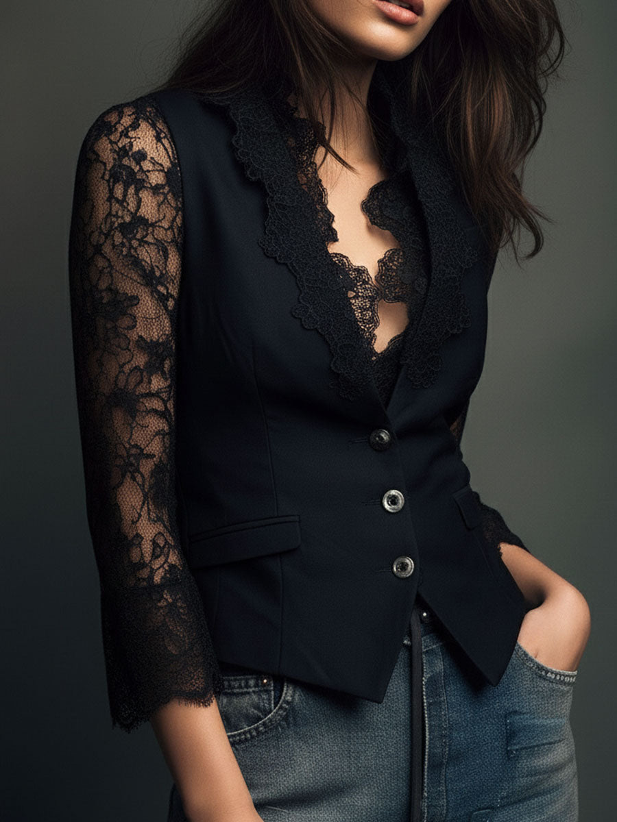 Sophie | Blazer Élégant à Manches Semi-Transparentes