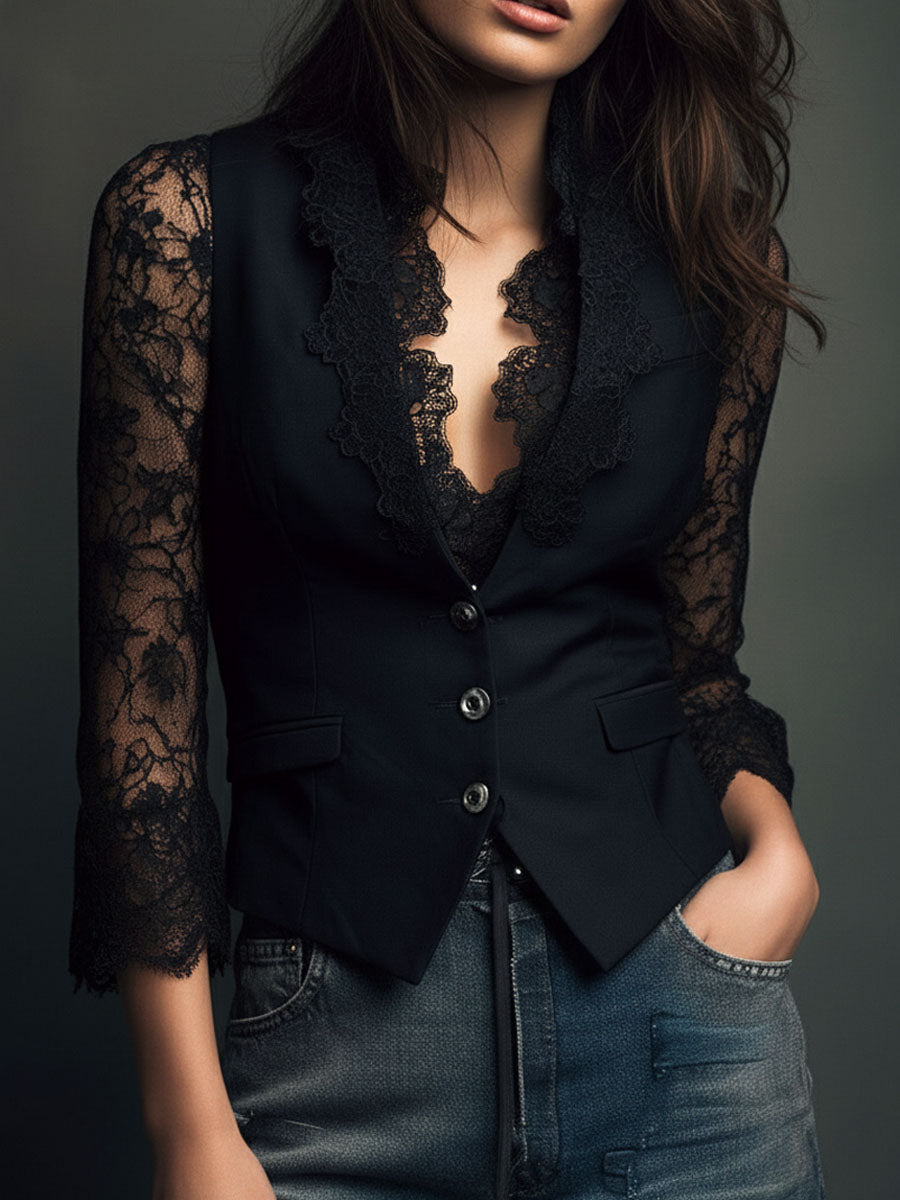 Sophie | Blazer Élégant à Manches Semi-Transparentes
