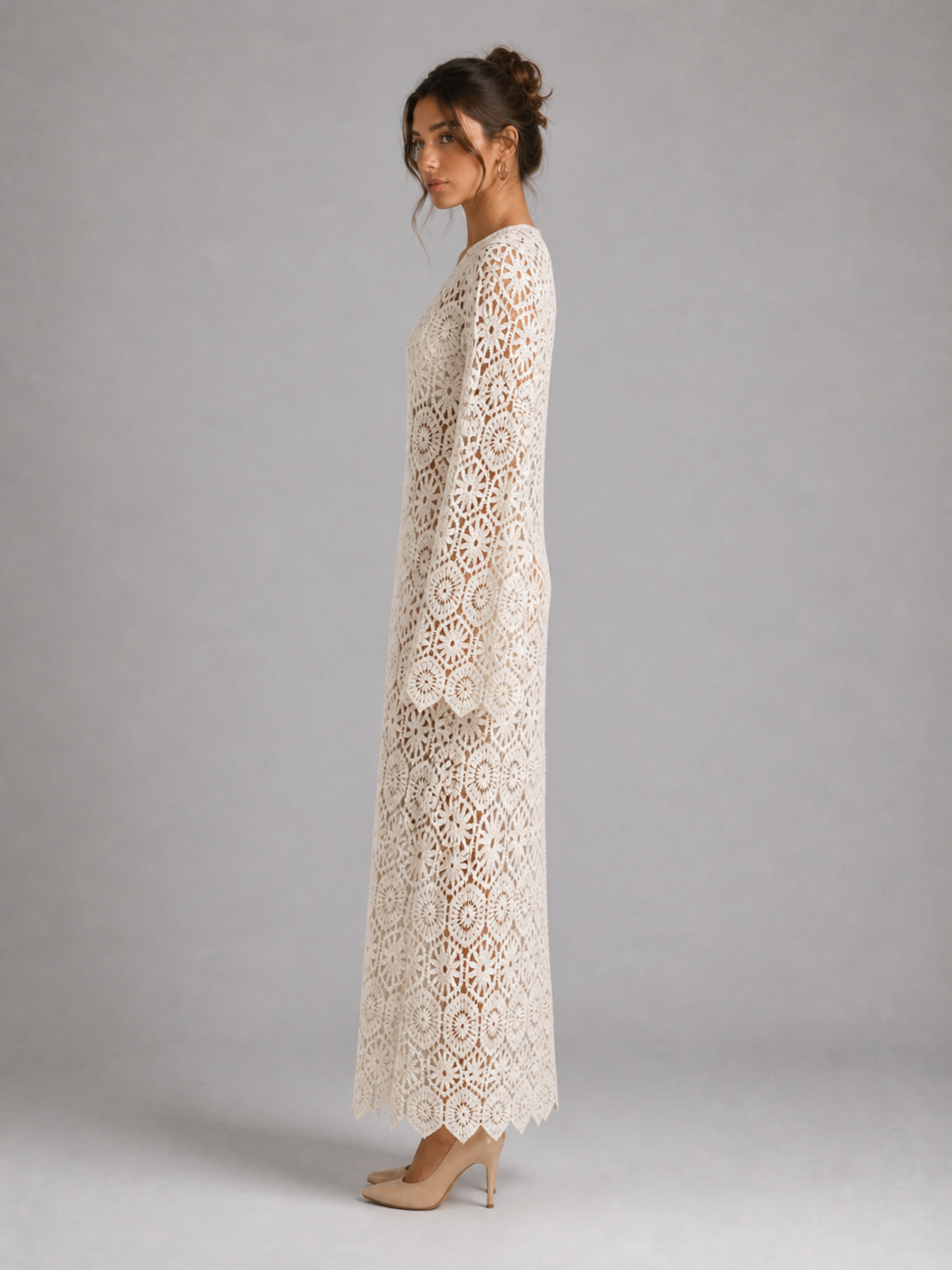 ALMA – ROBE LONGUE EN DENTELLE AJOURÉE