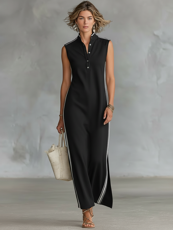 Claire | Robe longue élégante avec coupe fluide et col moderne