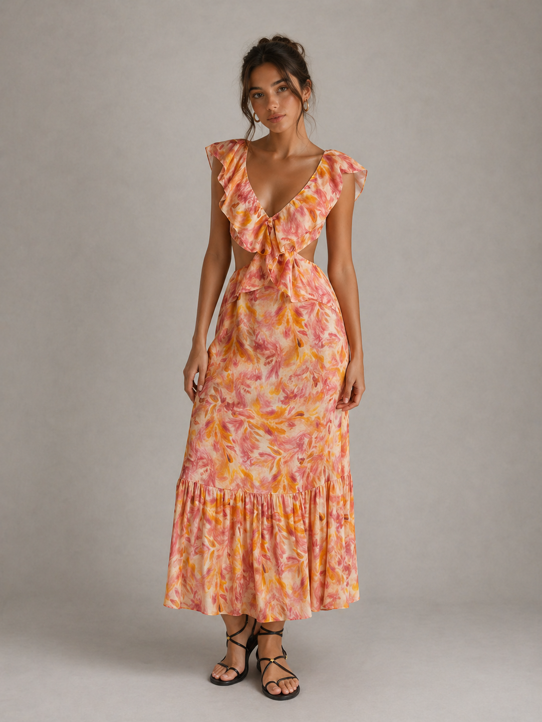 EMMA – ROBE MAXI À VOLANTS