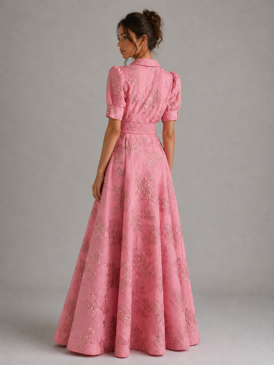 BEATRICE - ROBE LONGUE ROSE PRINCESSE AU CHARME FLORAL