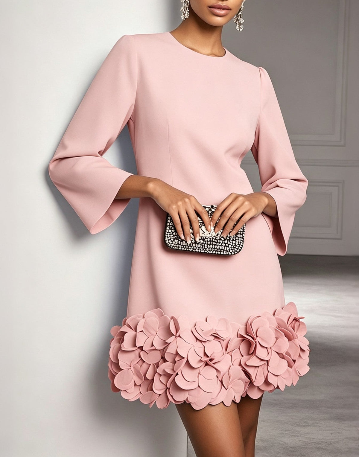 Margot™ | Robe courte élégante à fleurs en relief