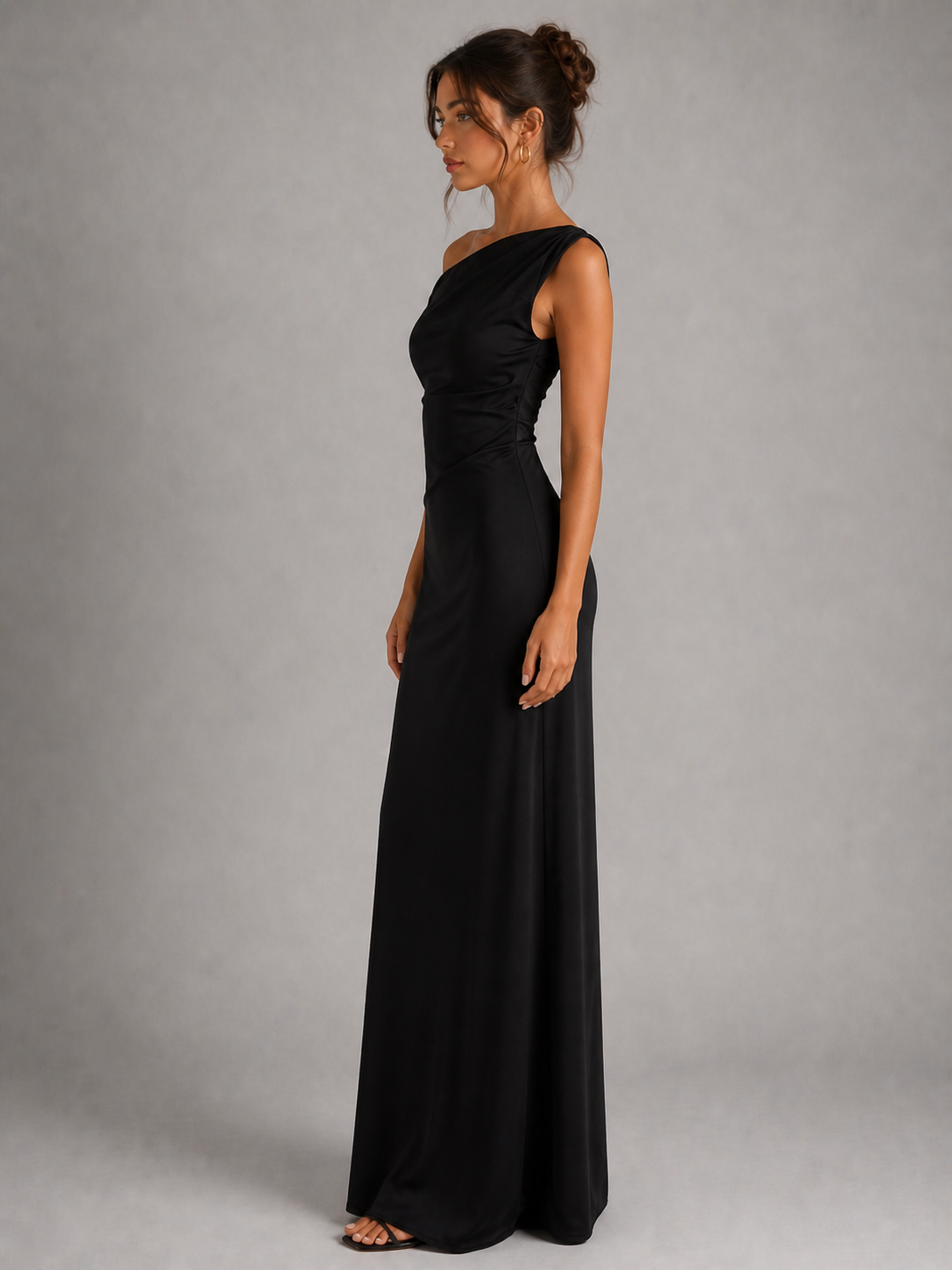 CIELA - ROBE LONGUE SATINÉE ASYMÉTRIQUE