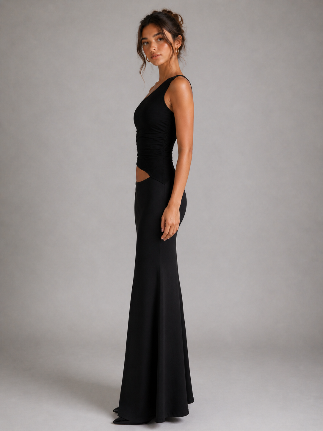 CHLOÉ – ROBE LONGUE ASYMÉTRIQUE À ÉPAULE UNIQUE