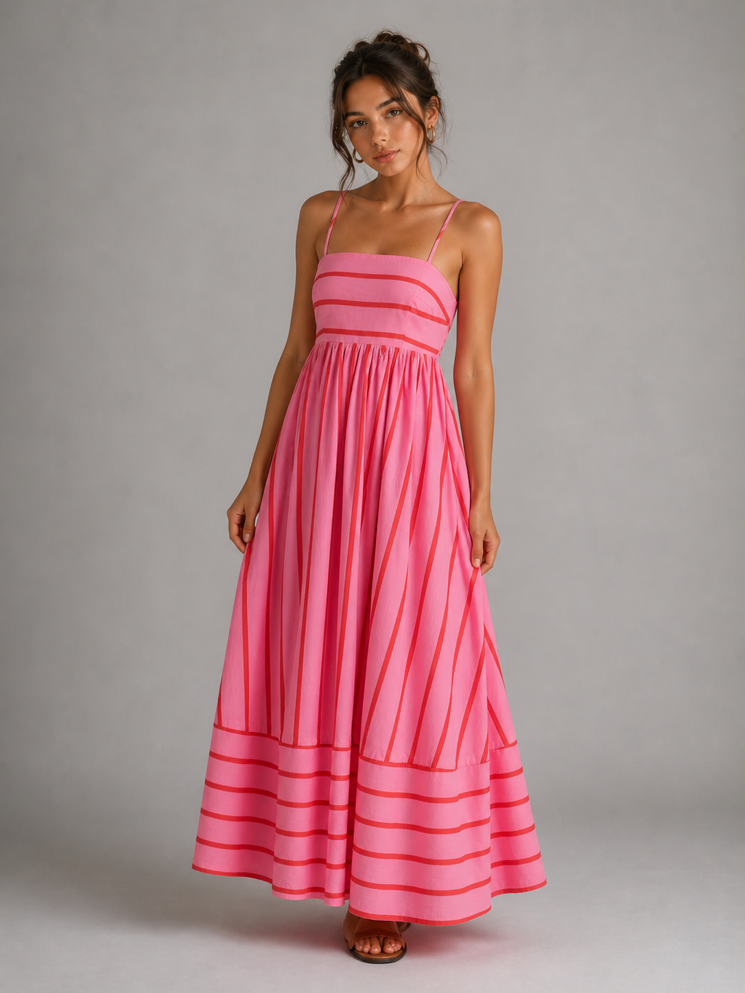 LUMI - ROBE LONGUE ROMANTIQUE À RAYURES