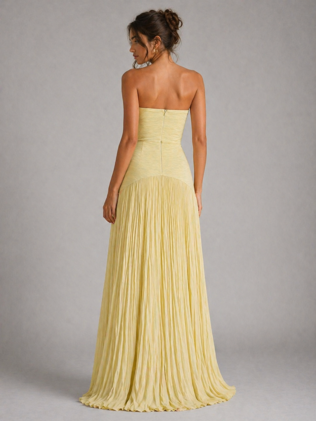 ELYSA – ROBE LONGUE BUSTIER PLISSÉE