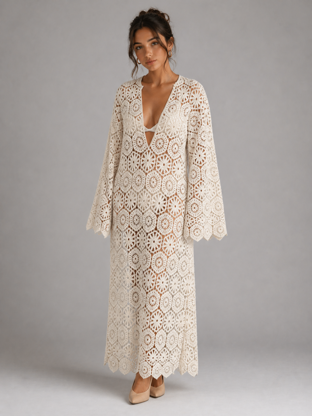 ALMA – ROBE LONGUE EN DENTELLE AJOURÉE